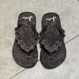 Girls Justin flip flops